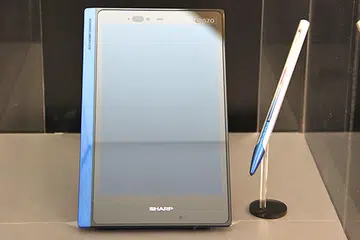 Seen at IFA 2012, this Sharp prototype tablet features a 7-inch HD IGZO display. The energy-saving characteristic of IGZO enables a thin and light body.