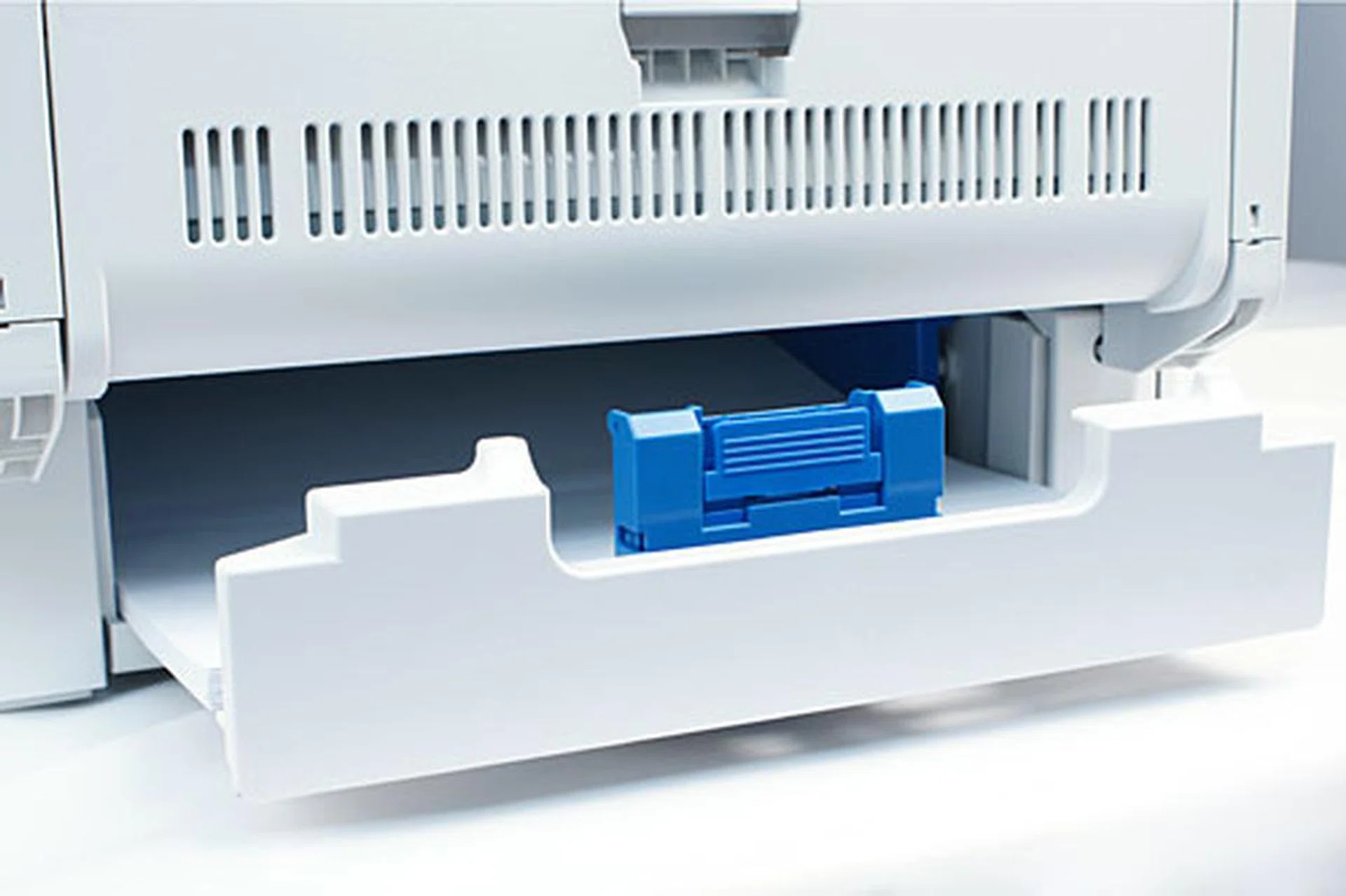 Extending the 530-sheet paper tray (for A3 printing) would have it jut out about 13cm from the back. Above it sits the duplex unit.