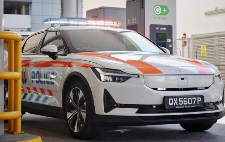 The Traffic Police is adding Polestar 2 EVs to their highway patrol fleet. Photo: The Straits Times