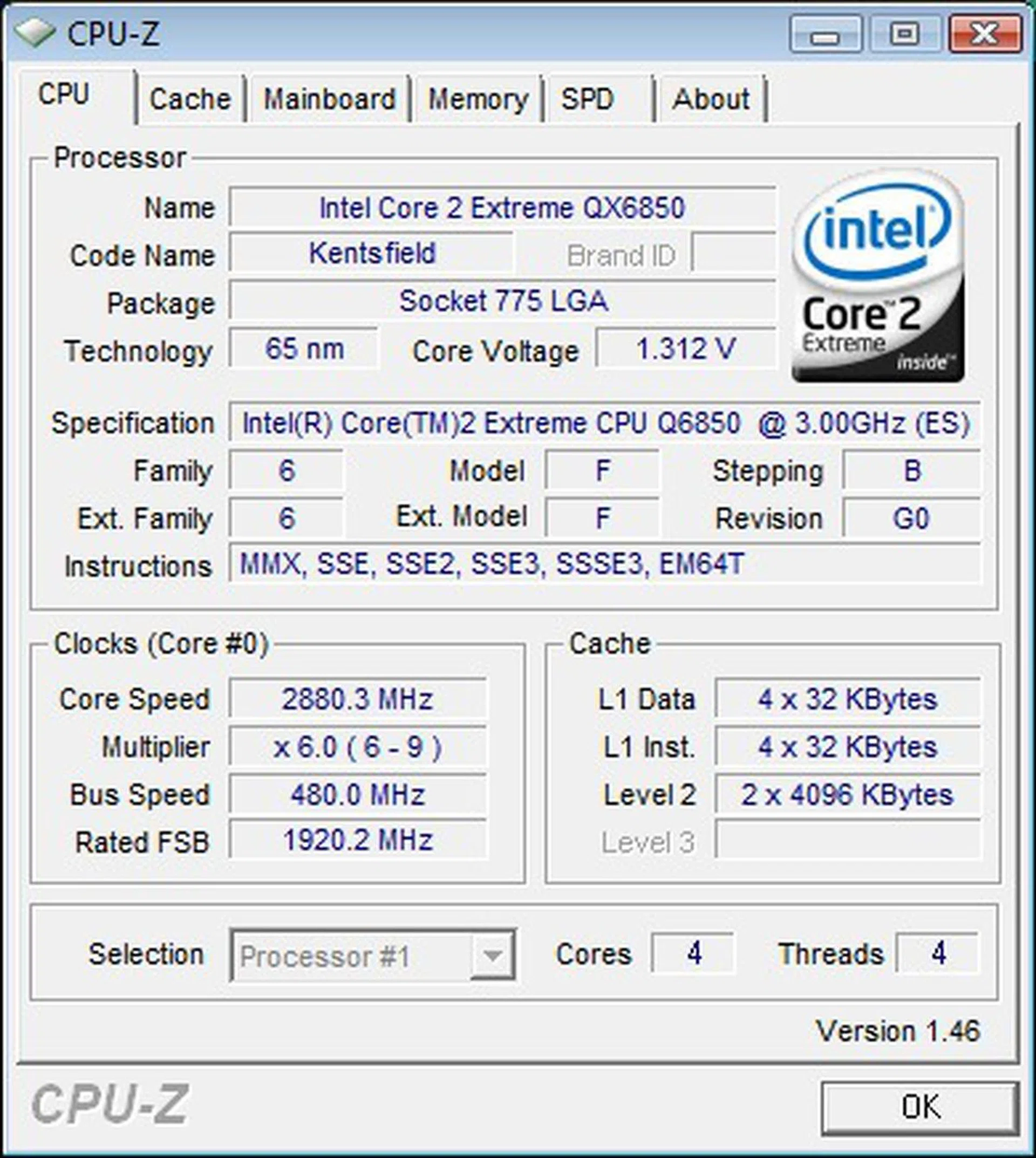 480MHz for the FSB was what we managed with the stock Intel CPU cooler and our QX6850 processor.