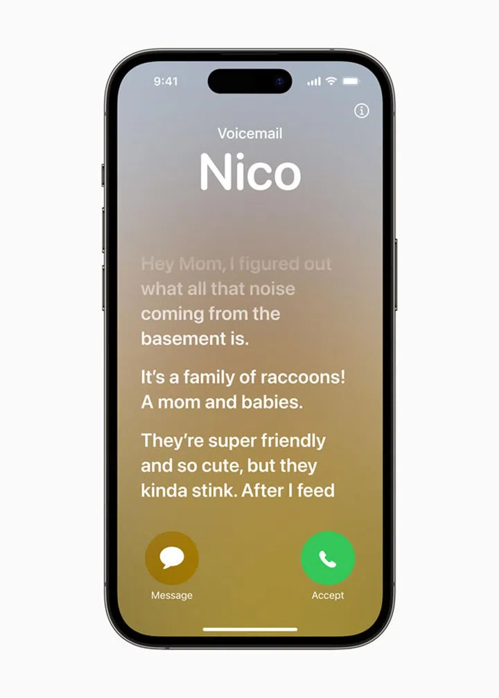 Voicemail's real-time transcription.