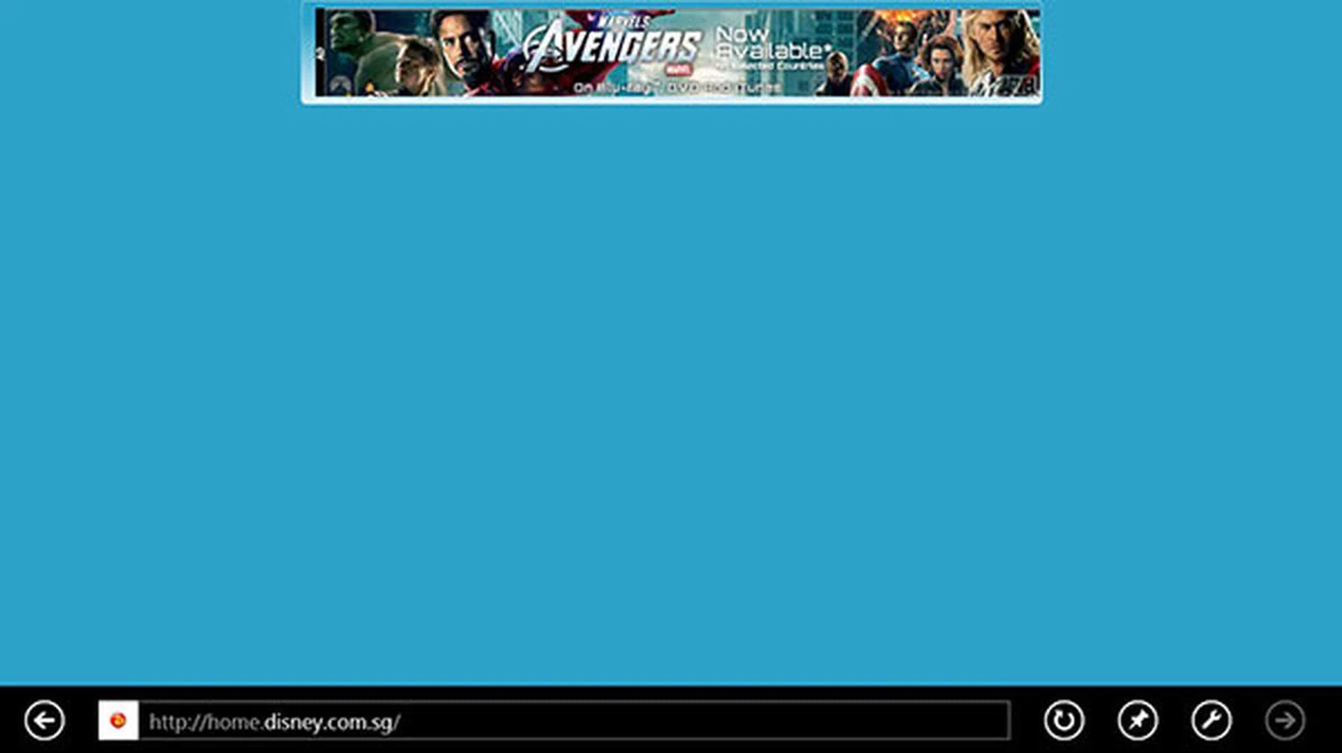 Oops! Looks like while the main Disney website is on the IE Compatibility View list, the Disney Singapore website isn't. This is what we got in Modern UI based IE10.