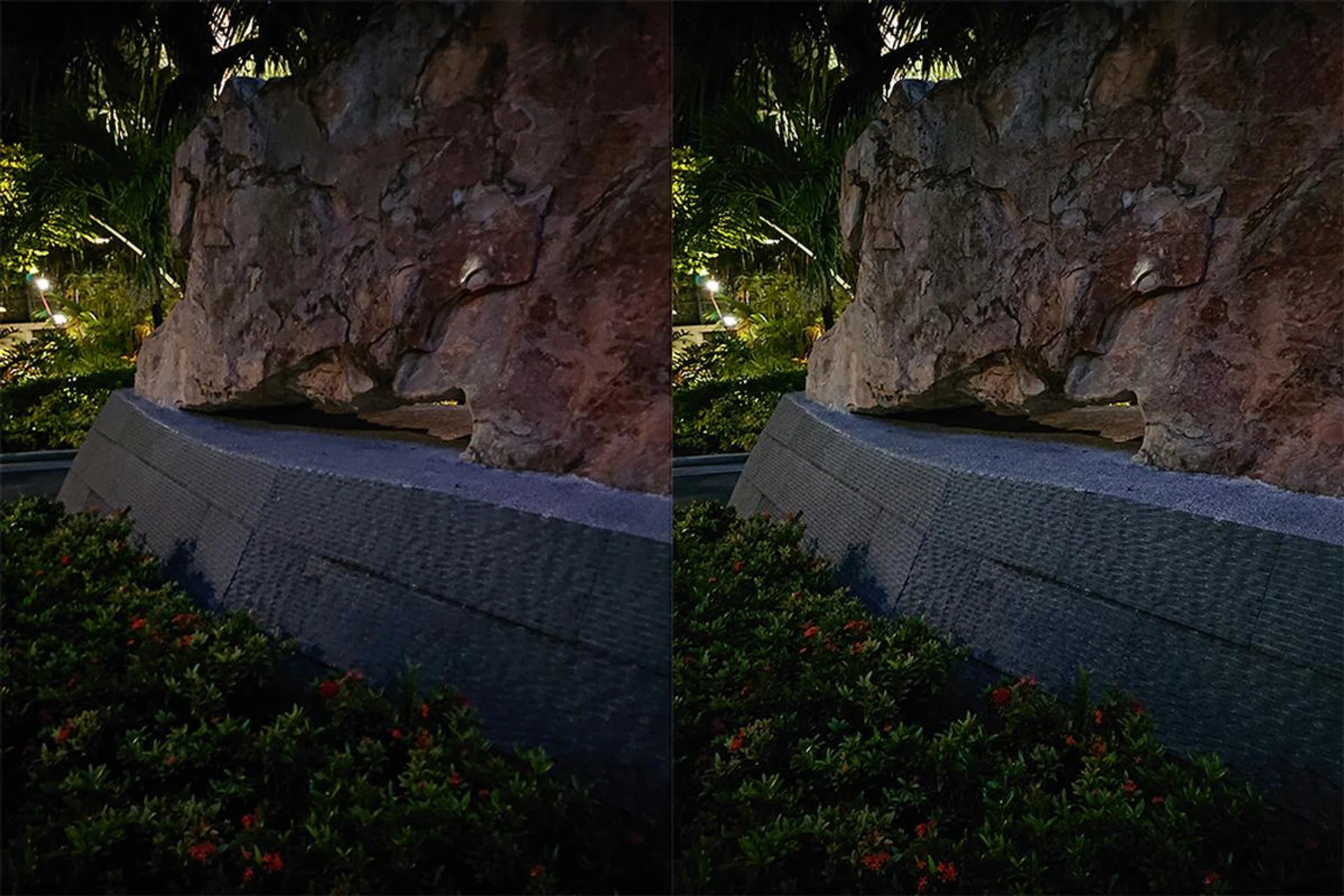 You might have to squint to see it, but the UHS image (right) has more detail in the rock and granite than the non-UHS image (left). According to the EXIF data, both images were shot at the same settings, so it’s likely the dual camera system that’s making the difference.