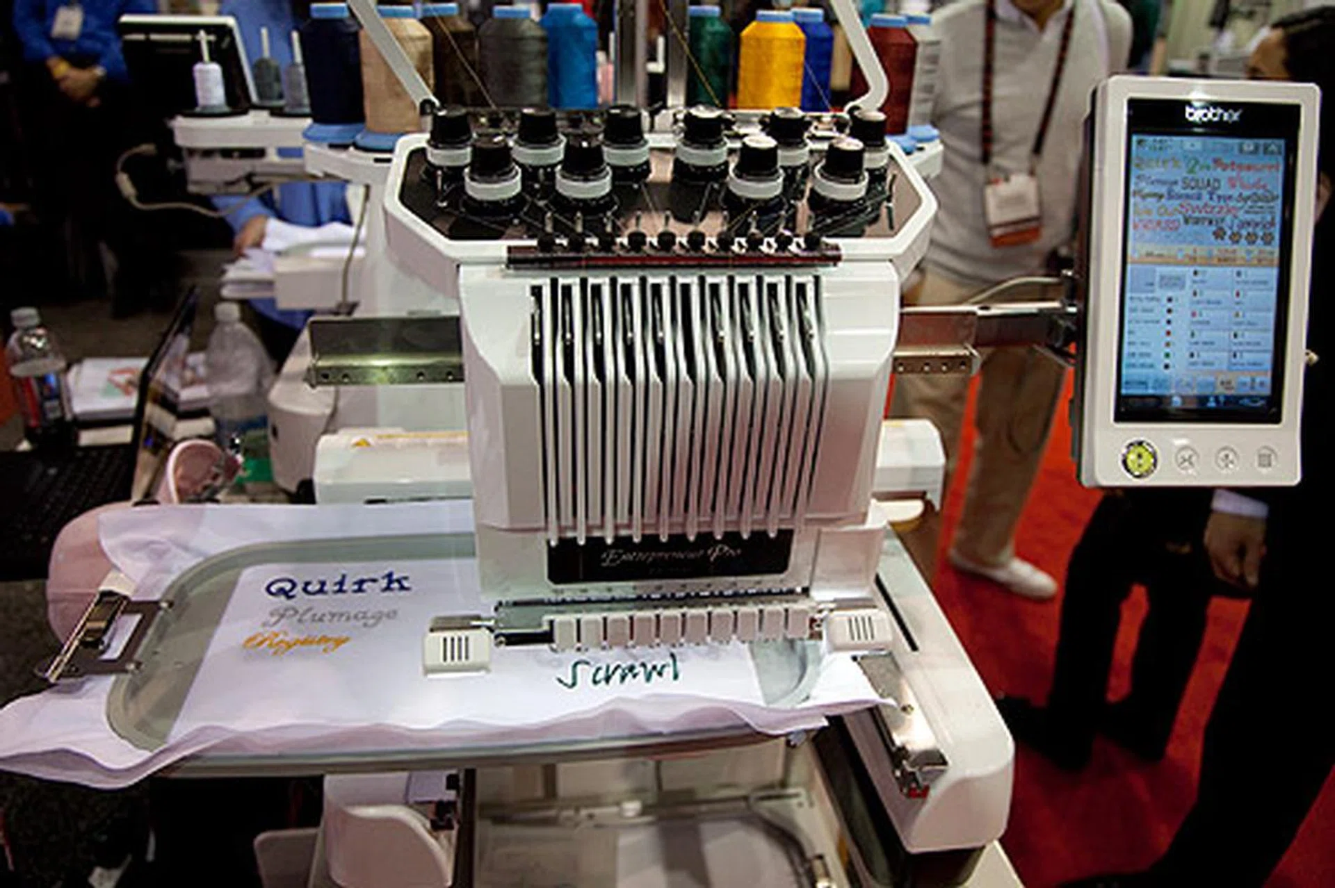 Watching how the machine embroiders complex designs on fabric at high speed is rather interesting.