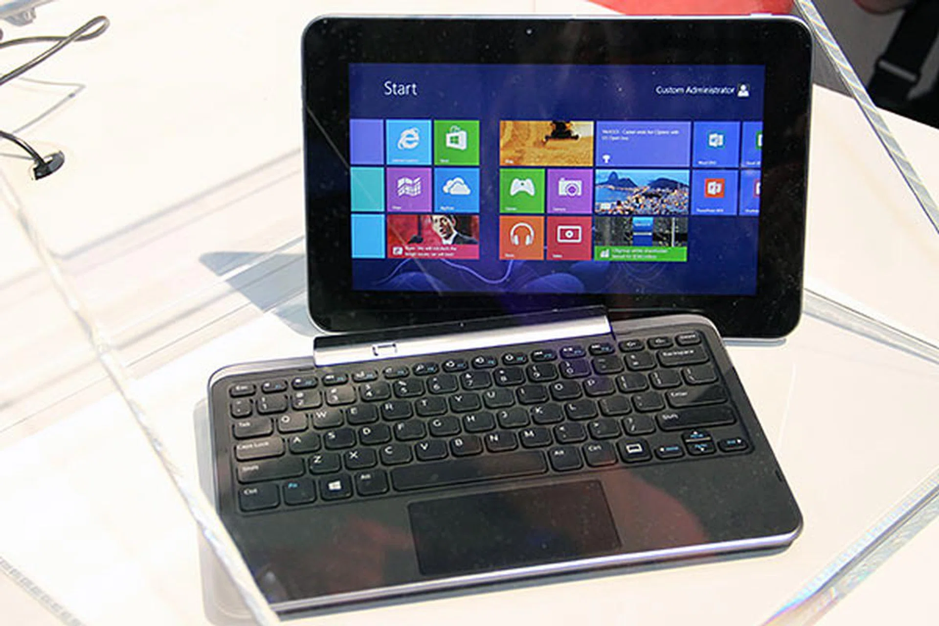 The detachable keyboard has a fairly large trackpad.