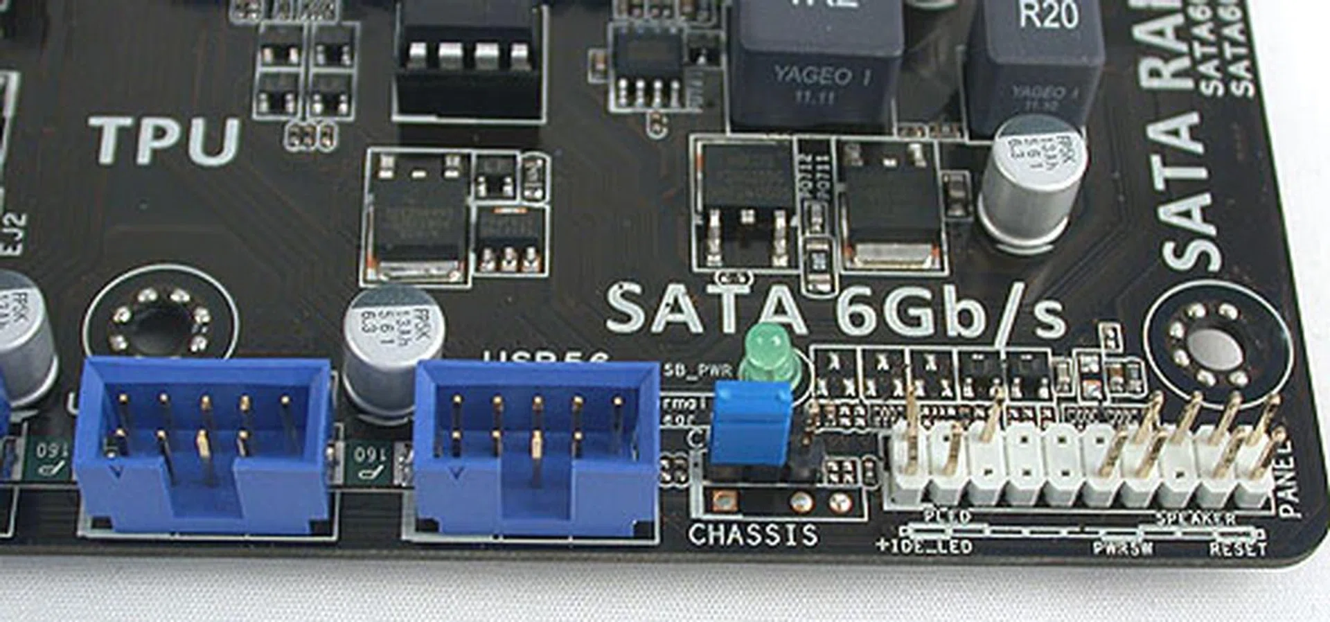 Some of the connectors found on this ASUS board include USB headers and the front panel connectors. ASUS has a Q-Connector feature that makes connecting the front panel a breeze. 