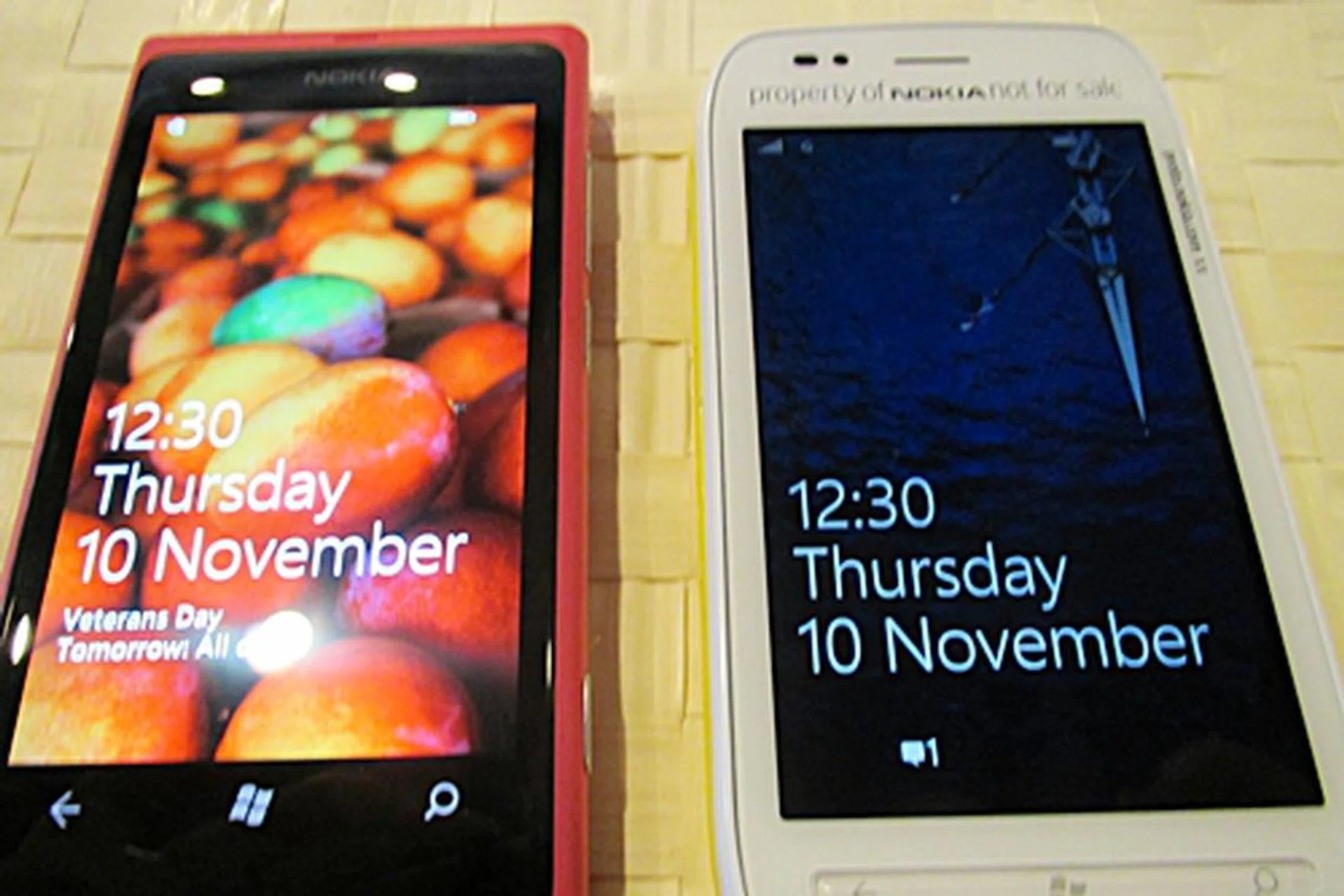 Side by side: the Lumia 800 (left) and 710 (right)