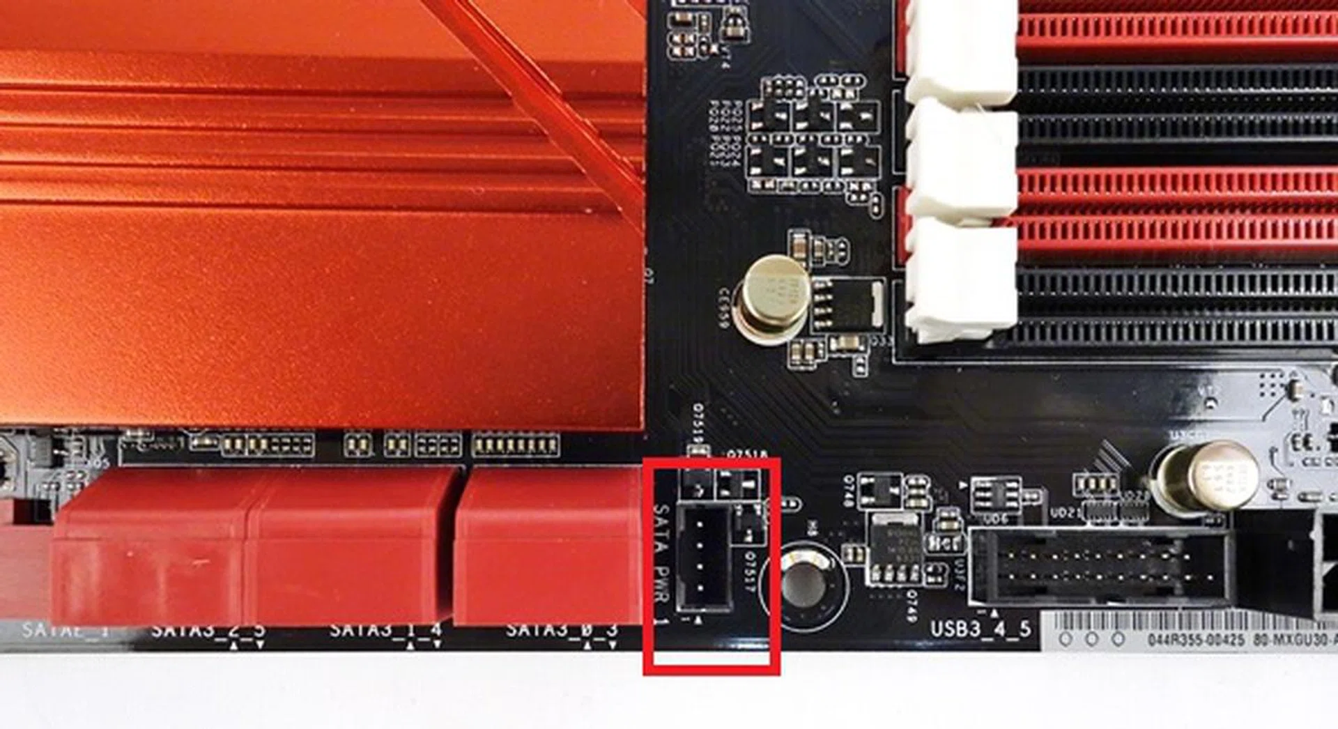 The HDD Saver power connector is located right next to the stack of SATA connectors.