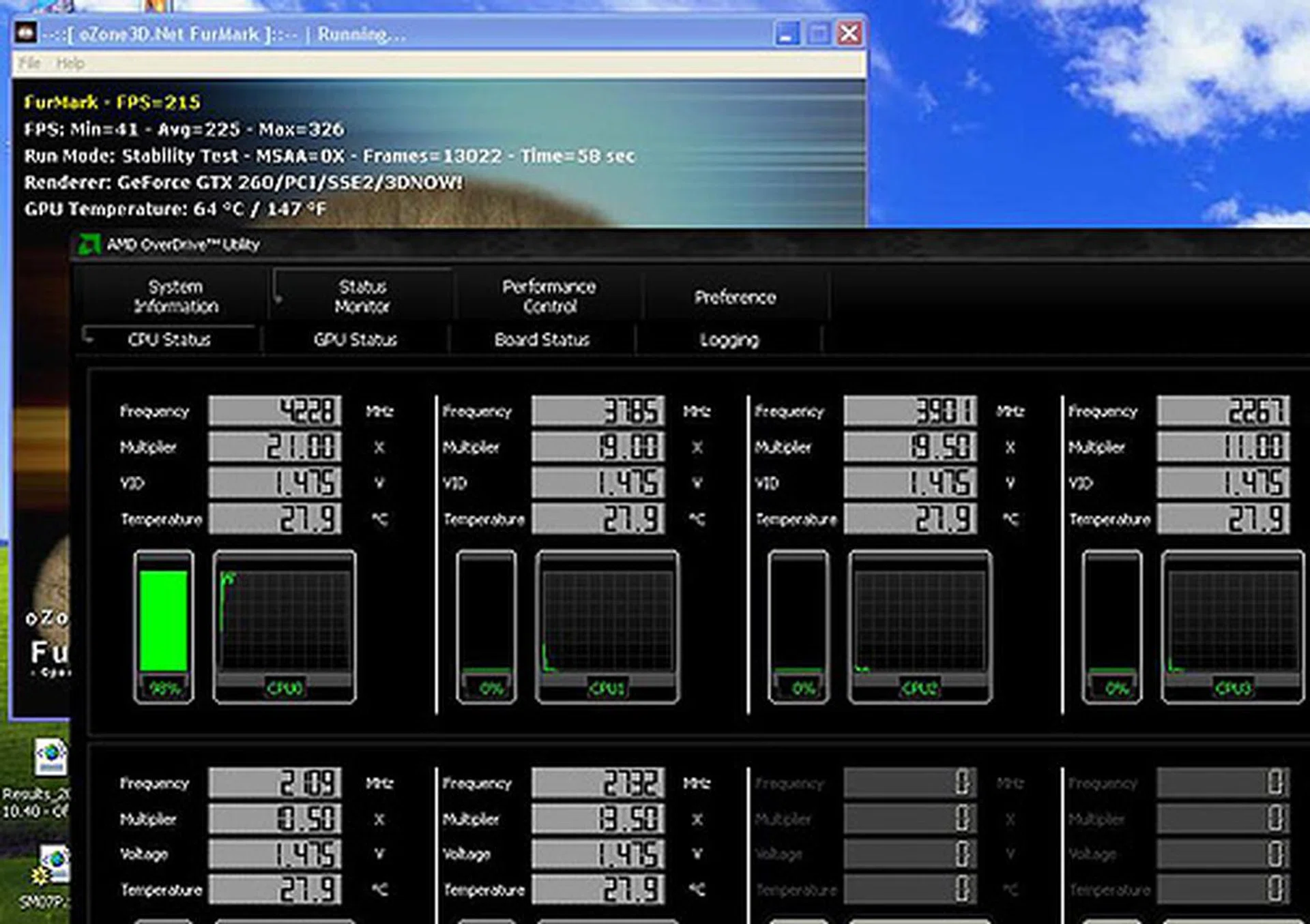 Turbo Core running at 4.2GHz on the overclocked Phenom II X6 1090T.