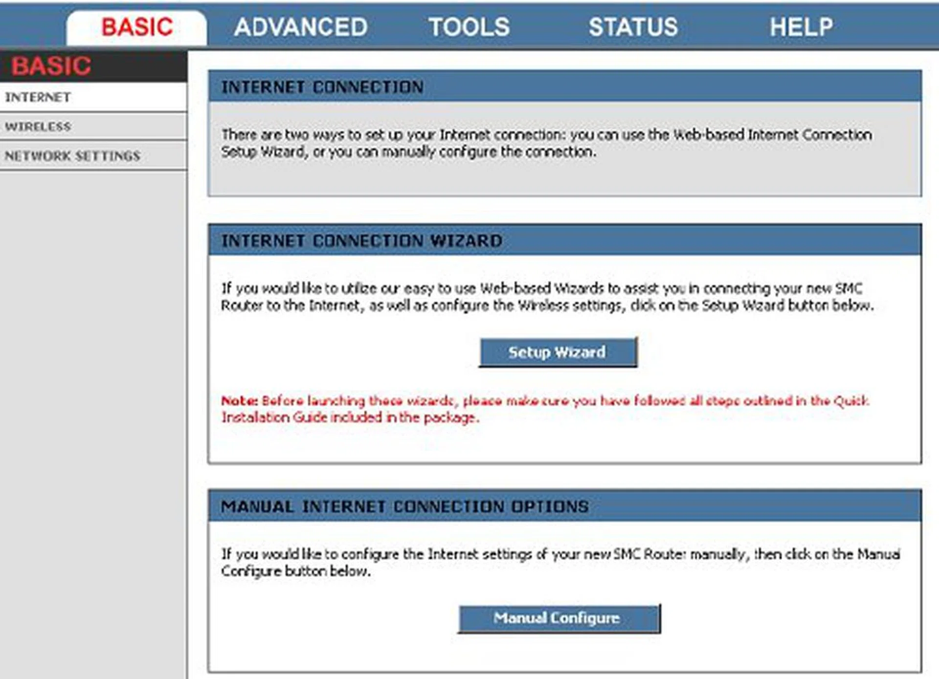 Simple setup wizard can be found in the Basic setup tab.
