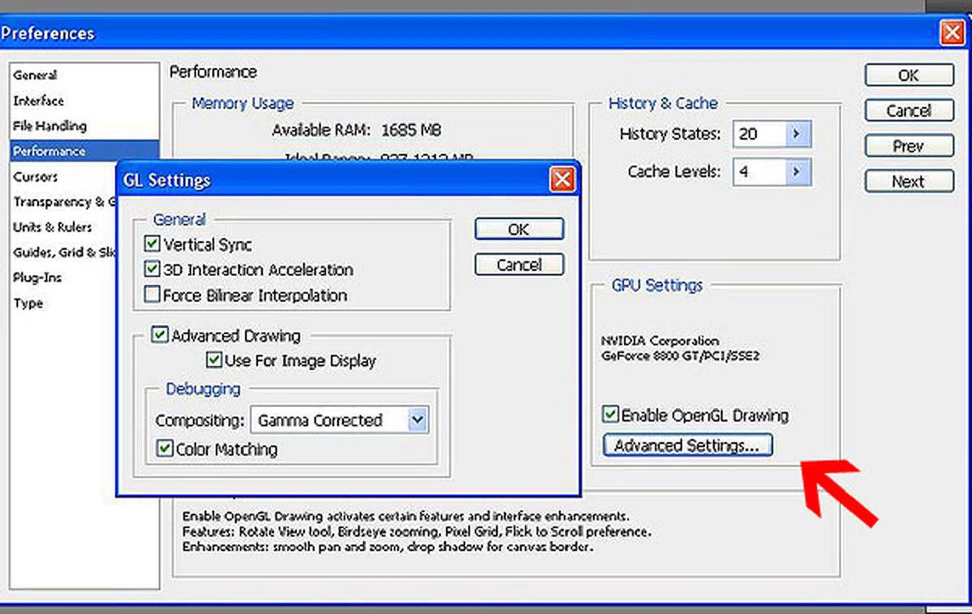 You don't really need a Quadro-class card to take advantage of the new hardware accelerated features in Adobe Photoshop CS4. All you need is an OpenGL 2.0 compatible GPU with Shader Model 3.0 and 128MB of memory. For instance, the GeForce 8800 GT card here.