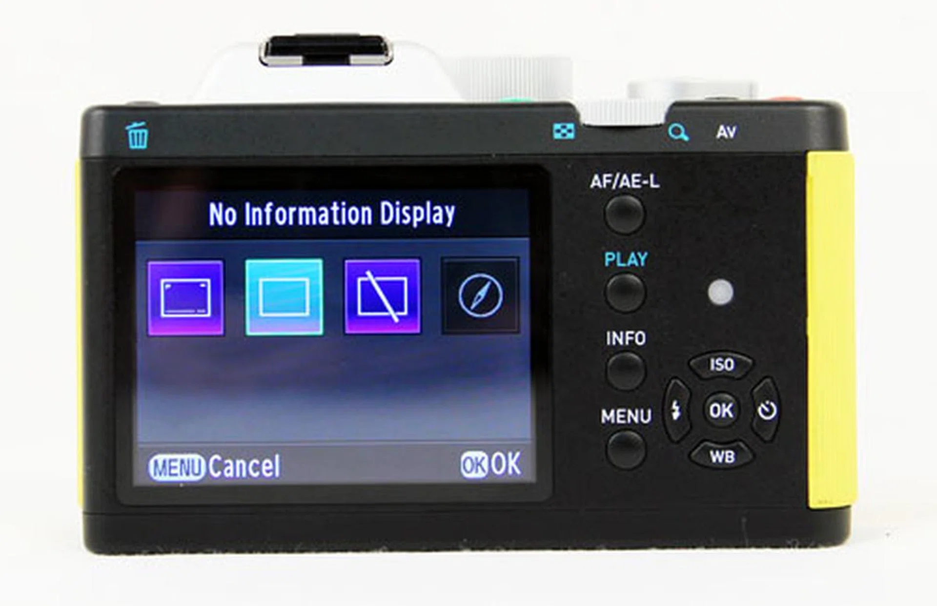 Thankfully Pentax has given users the option to toggle off the on-screen display as the K-01 does not have a viewfinder. That makes it all the more crucial to see what you're shooting on-screen before snapping a picture.