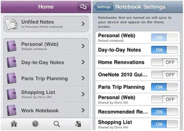 You can view notebooks that have been shared with you
and you can choose which notebooks should be synced and appear on the Home screen. (Credit: Microsoft)
