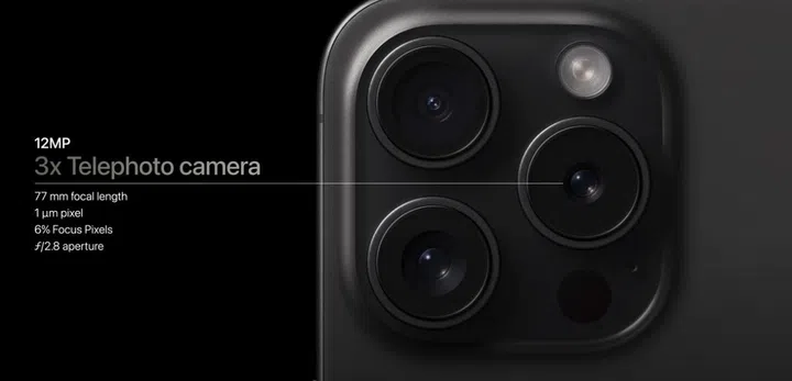 iPhone 15 Pro's 3x optical zoom via its Telephoto camera.
