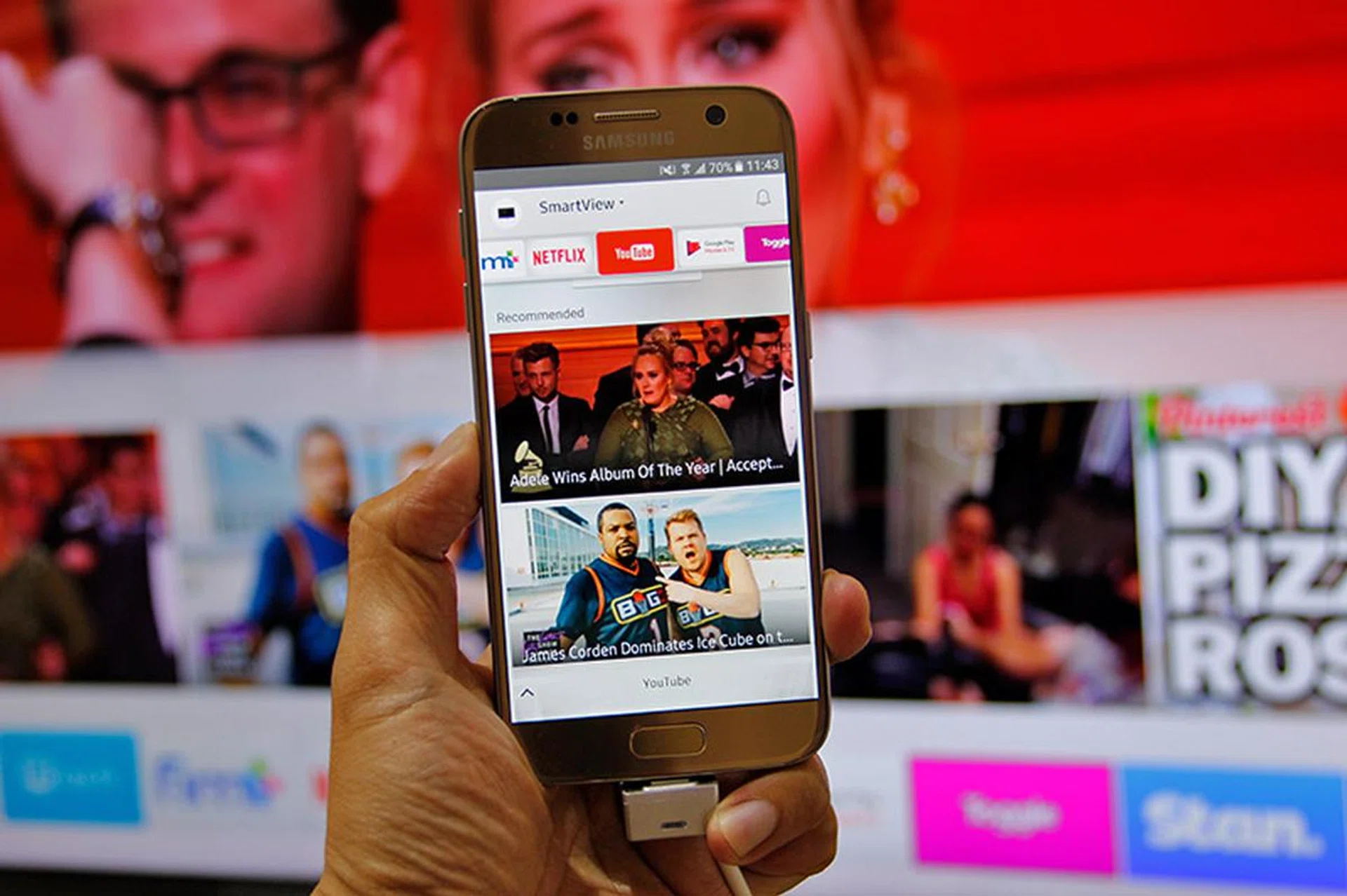 With the Smart View mobile app, the idea is that you don't need to put down your phone to pick up the remote just to select new stuff to watch.