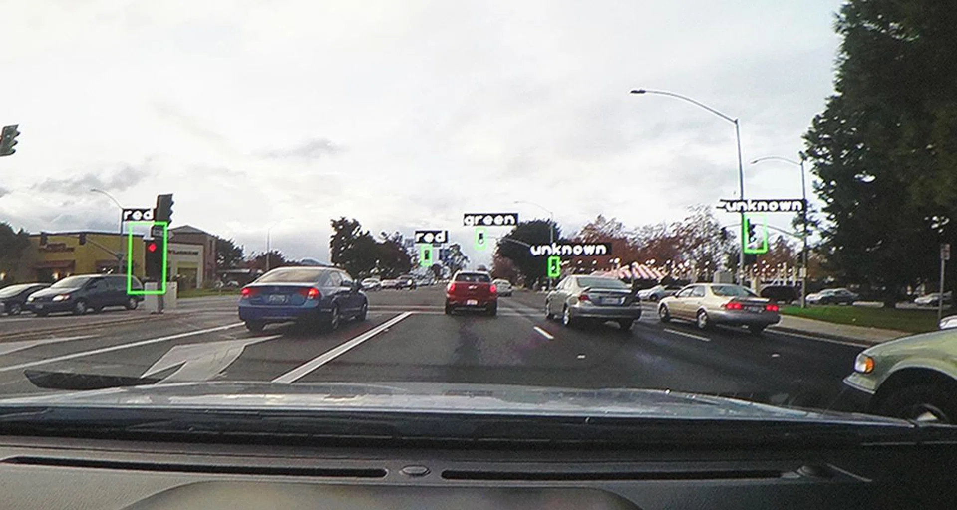 And because cameras can capture color, the Drive PX system is able to differentiate the light at traffic junctions.