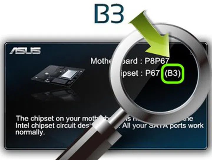 ASUS SATA Verifier shows detected chipset stepping as B3.