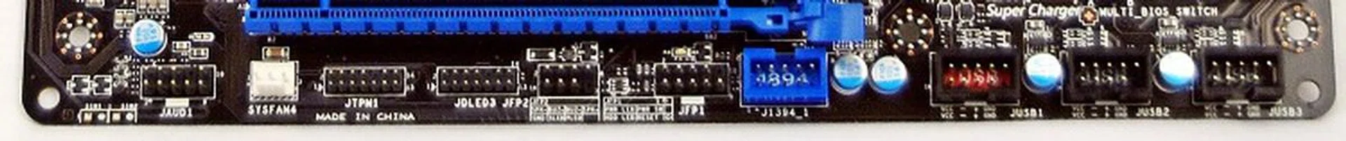 From the left are the front panel headers for audio and TPM. To the rightmost, we spot USB 2.0 and 3.0 expansion headers. They allow the connection of additional USB devices with their corresponding USB brackets (which are provided in the package). With MSI's SuperCharger application installed on the operating system, these connectors will provide quicker USB charging. There's even FireWire if you still need that option.