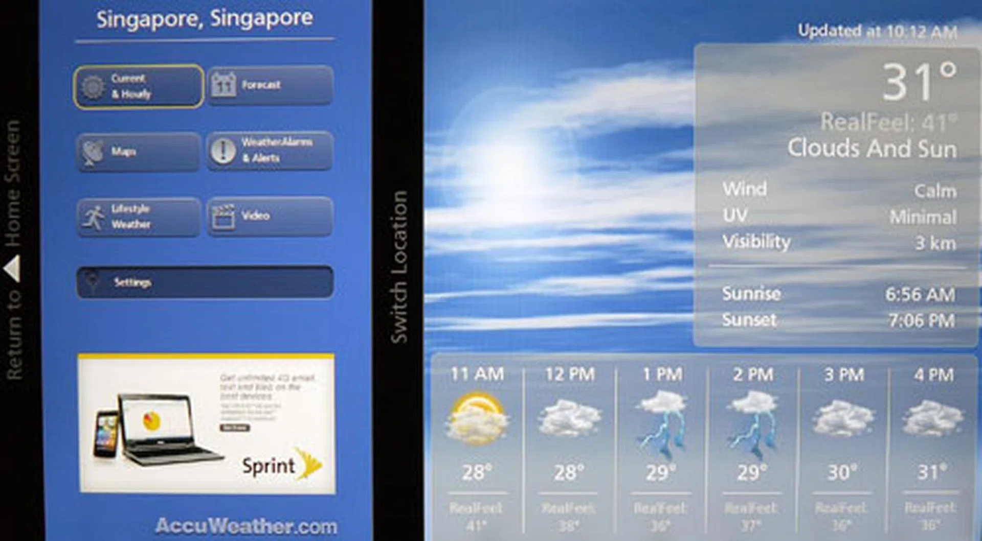 The beautiful Accuweather widget enables you to check the weather status, watch weather reports (videos) as well as extended forecasts for the weeks ahead. You may also add your desired location by visiting the Settings page.     