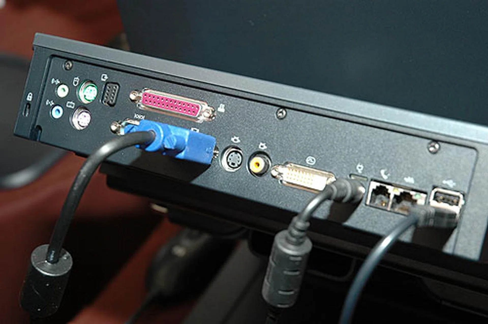 Some of the additional ports found behind the docking station.