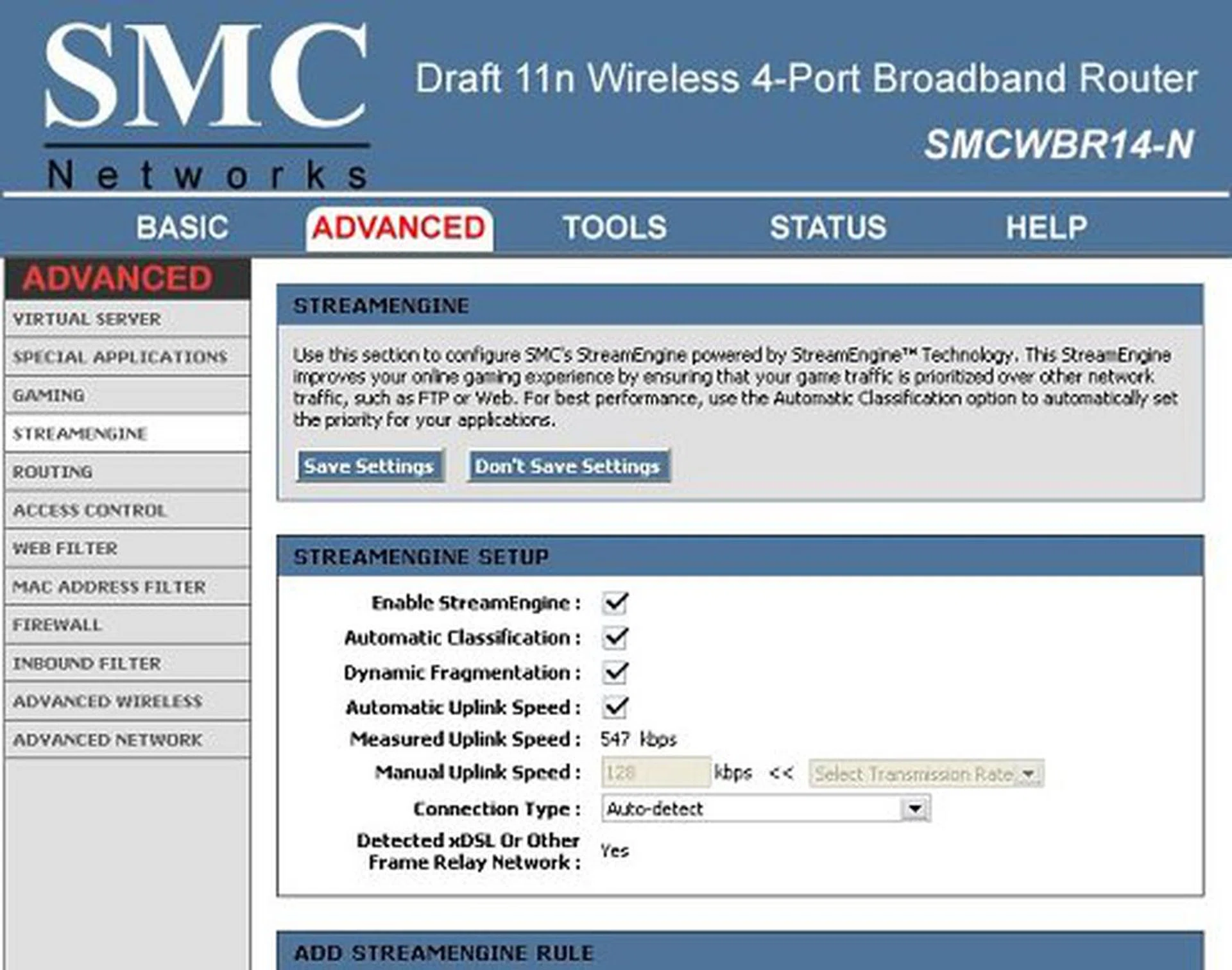 StreamEngine QoS can be configured in the Advanced administration menu.