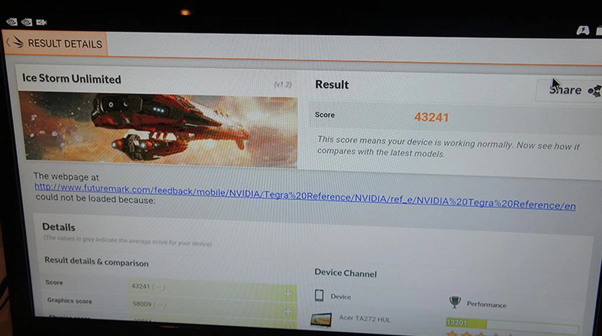 The Tegra X1 managed a score of 43241 on 3DMark Ice Storm Unlimited. In comparison, when we tested the A8X-powered iPad Air 2, it scored 21665.