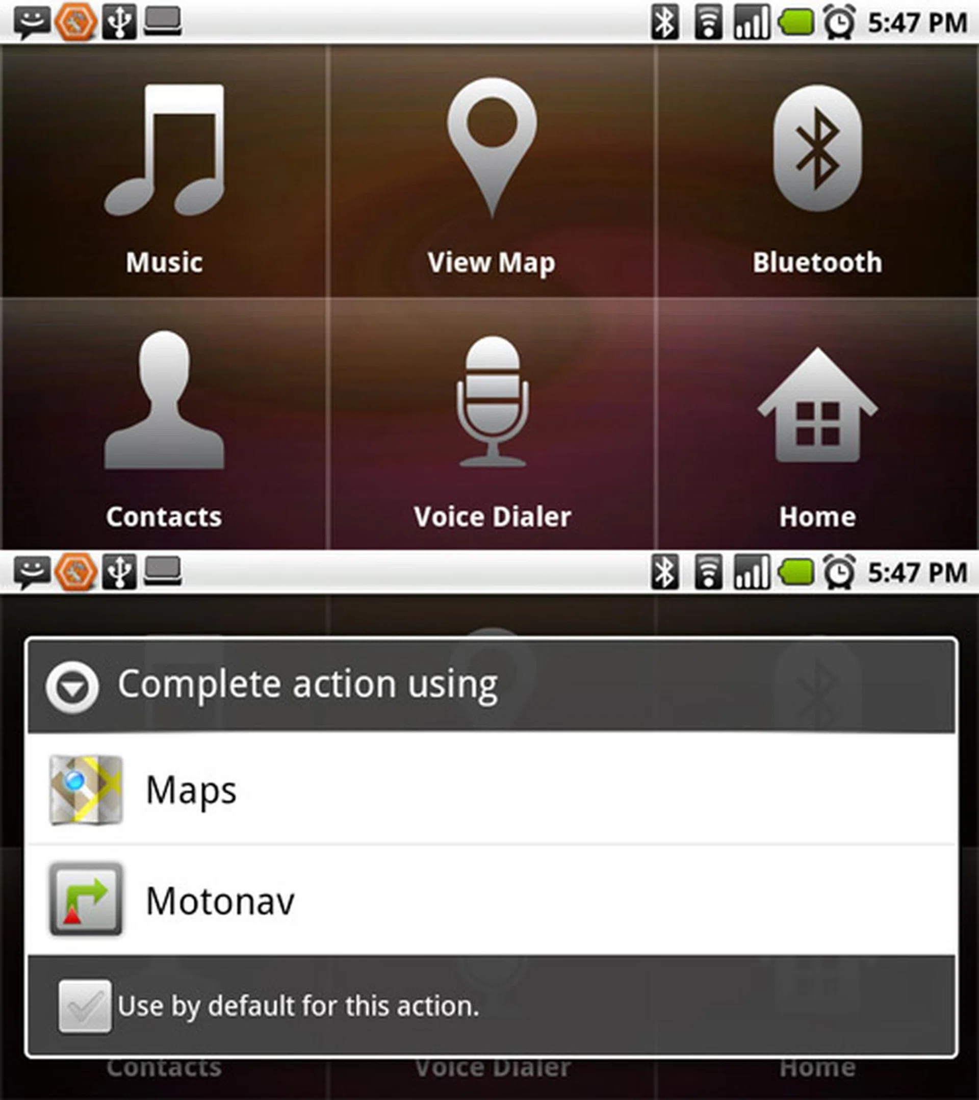 You can access Motonav via the Moto Car Home interface, and plan your route accordingly.