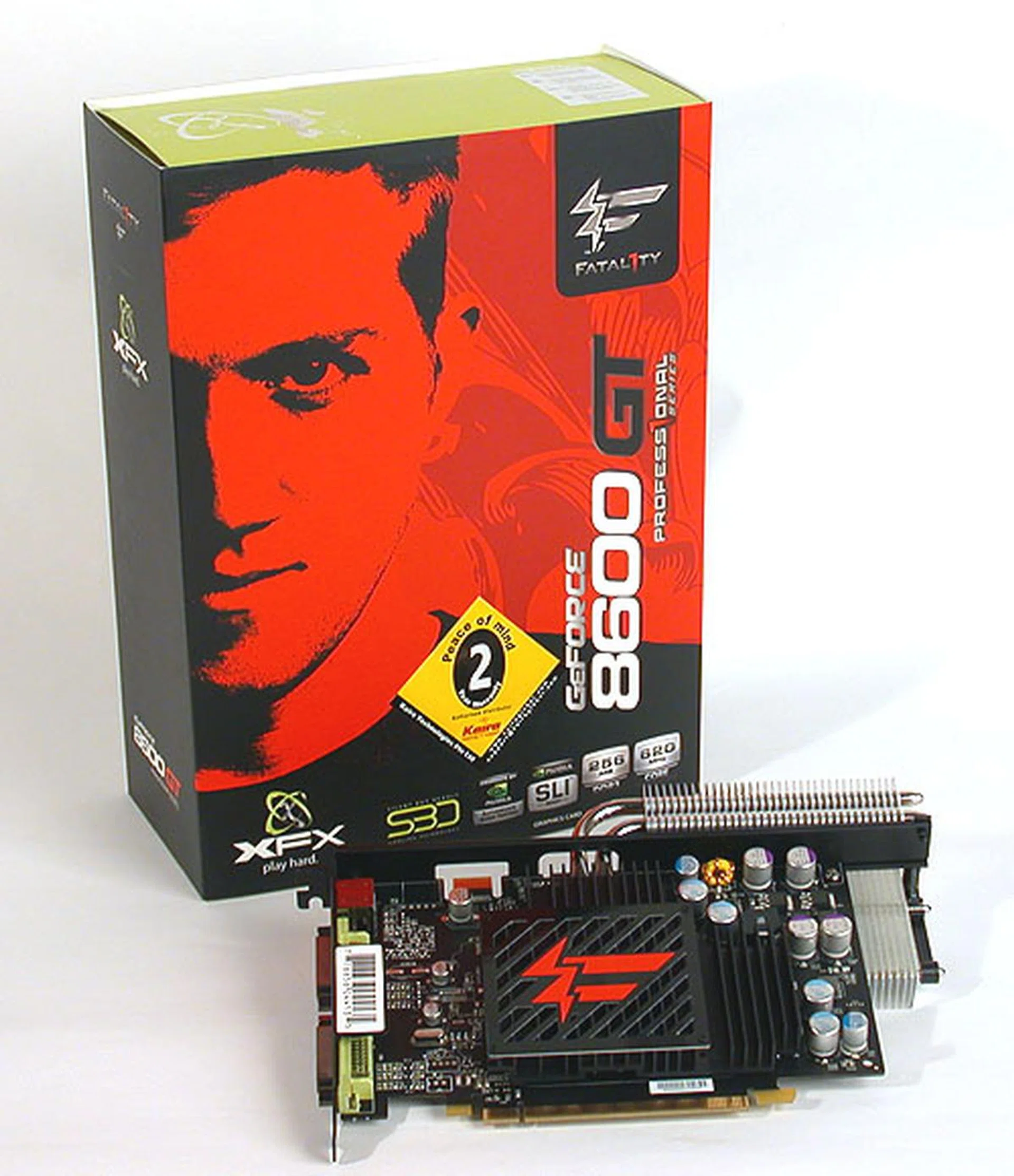 A celebrity among gamers, Jonathan 'Fatal1ty' Wendel's face stares out from the box art of this special edition GeForce 8600 GT card from XFX.