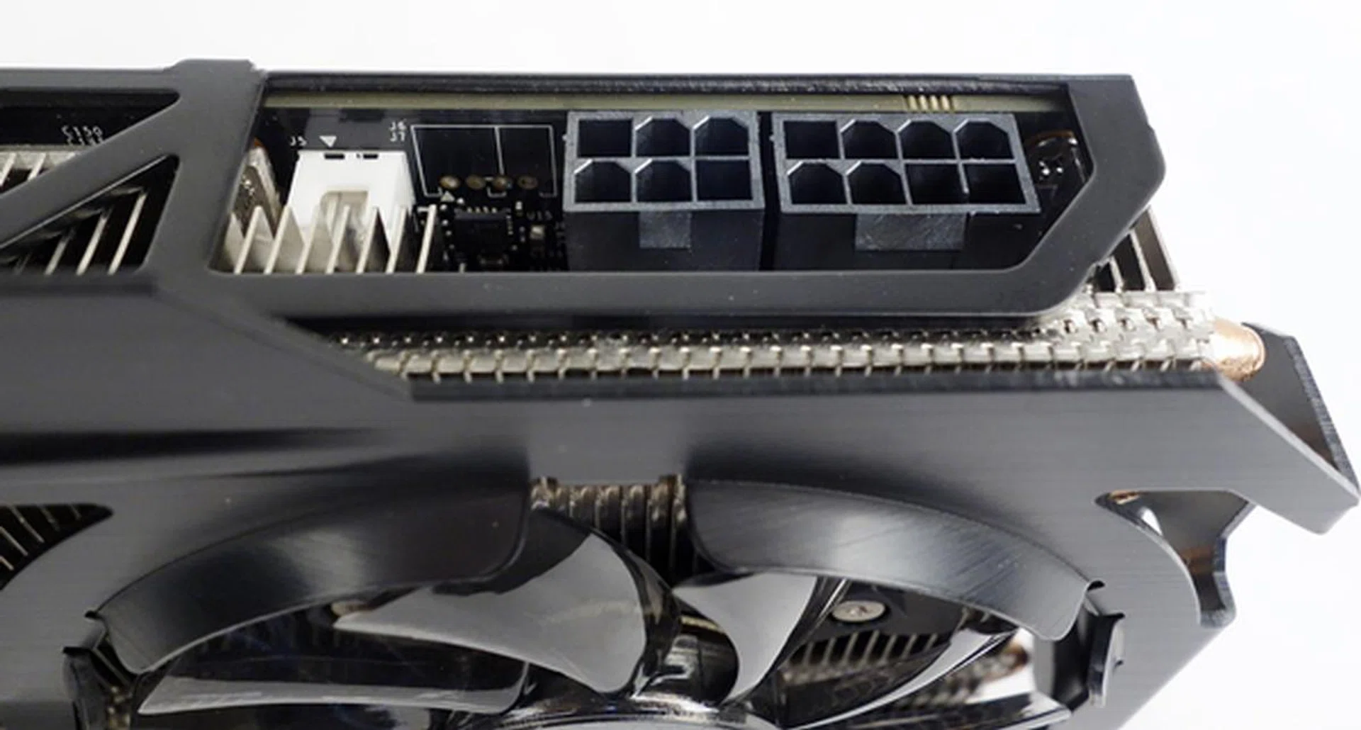 The Molex power connectors of the card.