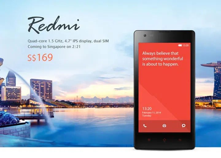 The Redmi will be available for purchase on February 21 at 12 noon. <br>Image source: Xiaomi Singapore