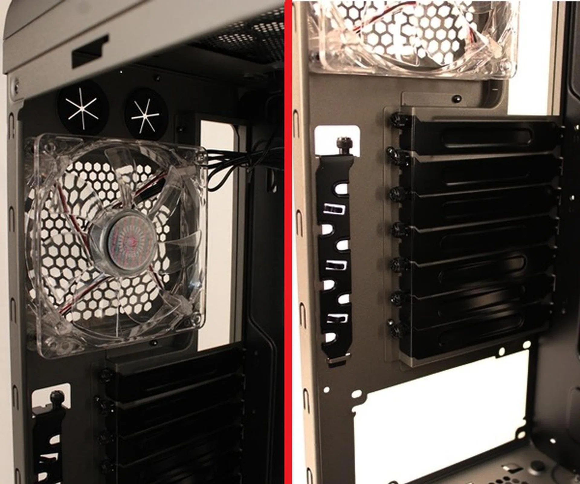 The rear of the CM Storm Scout 2 seen from the interior.