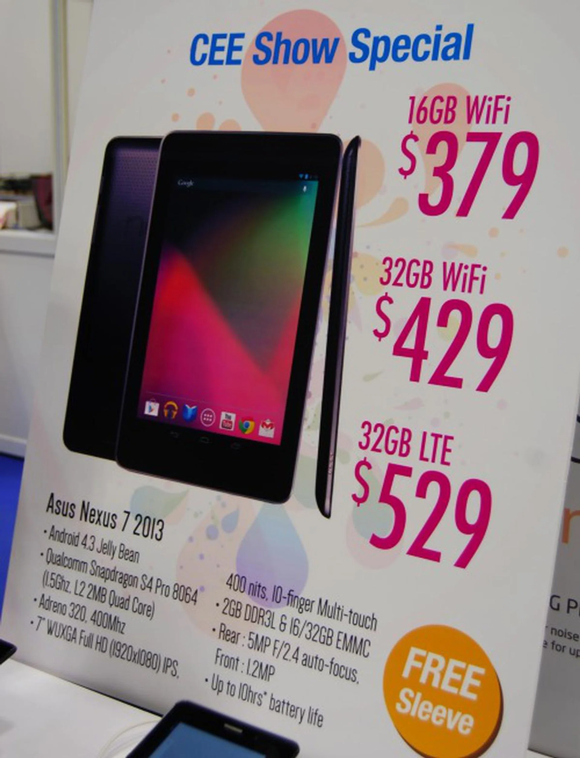 While the show offer is nothing to write home about (free sleeve), this tablet is worth investing if you don't have one yet or you're looking to replace a former crappy model that you bought without doing your homework.