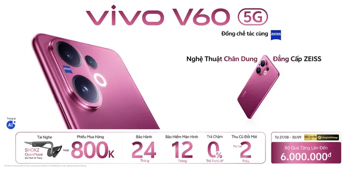 Vivo V60 pre-order banner for Vietnam market.