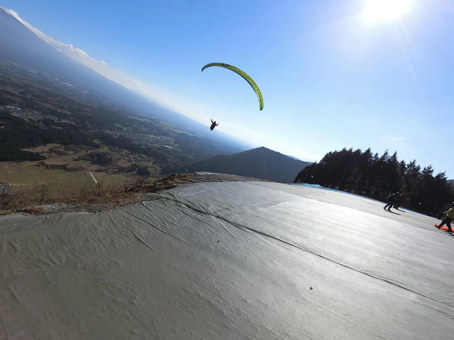 Paragliding at Sky Asagiri Paragliding school near Mount Fuji.