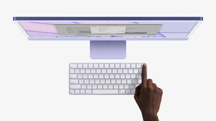 The new iMacs will come with colour-matched Magic Keyboards. (Image source: Apple)