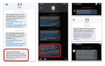 Redirection to phishing sites is one scam example. Image source: The Singapore Police Force. 