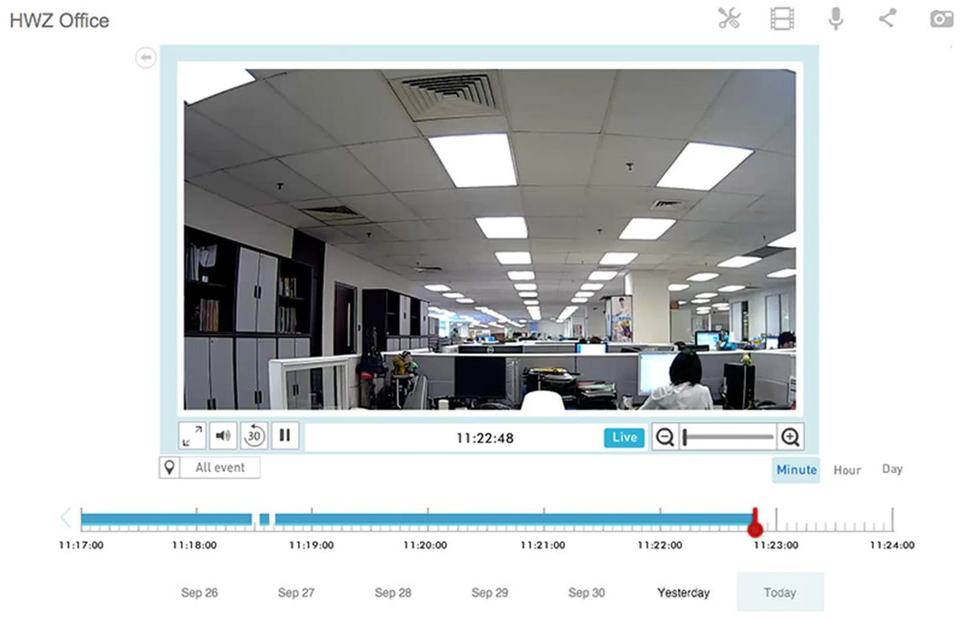 Straightforward controls with a timeline slider at the bottom.