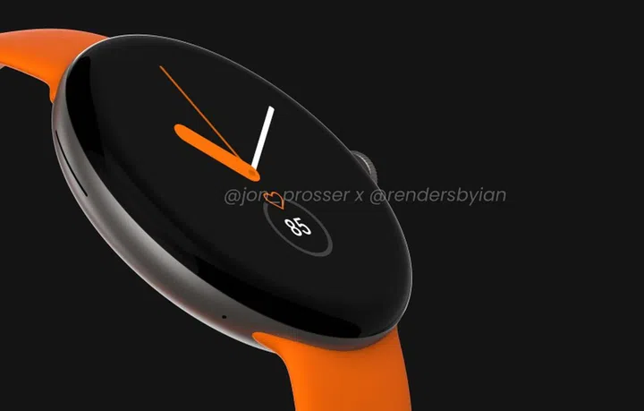 The Google Pixel Watch could be launched in October.  <br>Image source: @jon_prosser x @Rendersbylan
