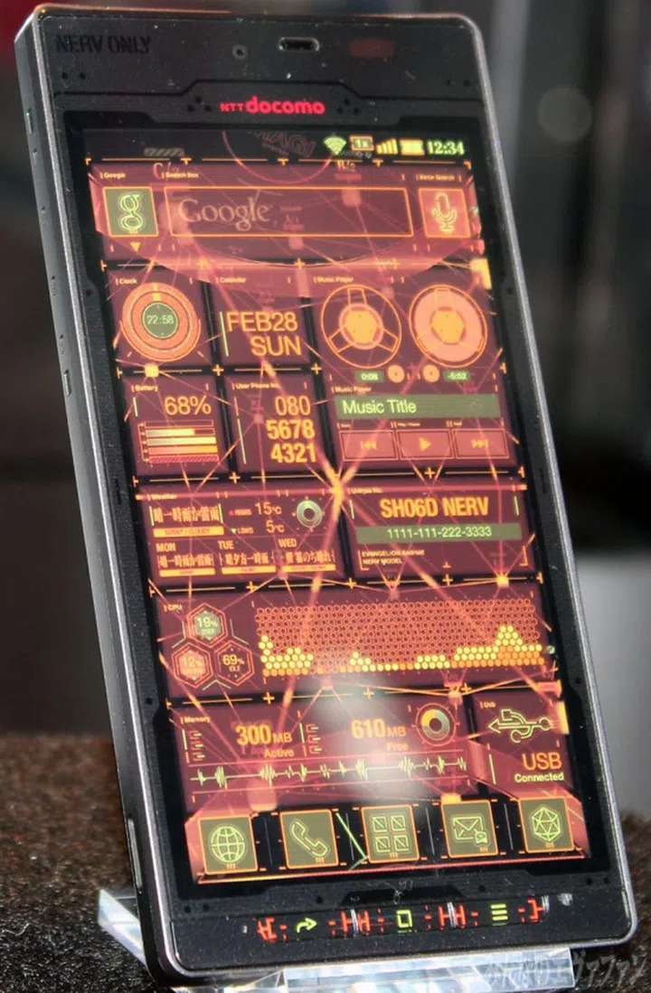 NERV ONLY スマートフォン シルバー エヴァとのコラボ第二弾、NERV特別仕様スマートフォン「SH-06D NERV