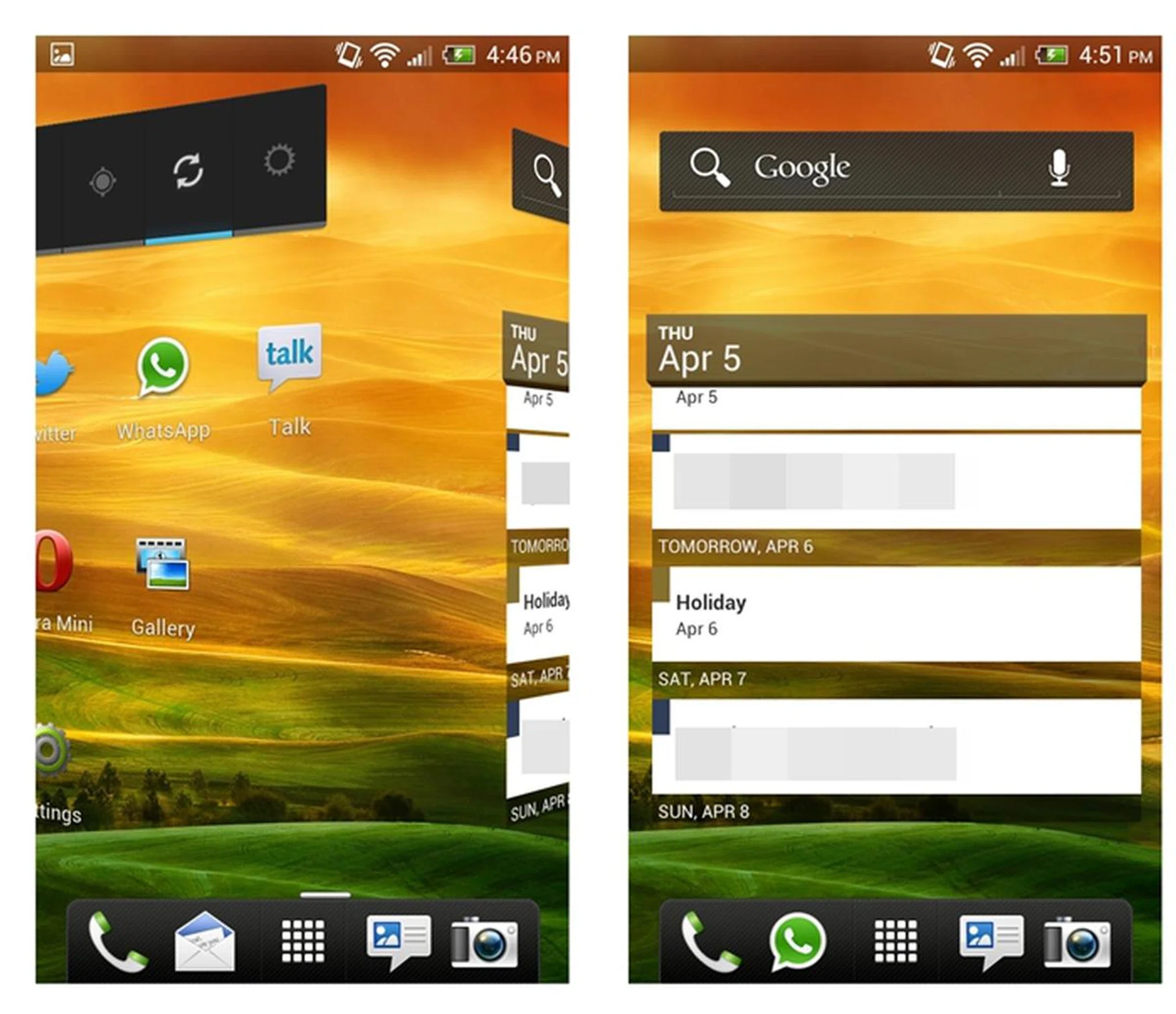 The fanciful 3D rotation of the home screens no longer exists in Sense 4. Widgets can be resized but their odd proportions result in the waste of some blank spaces in between.