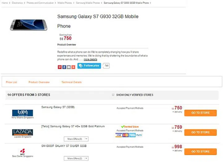 Here is a sample of a product's selling price across multiple online retailers.
