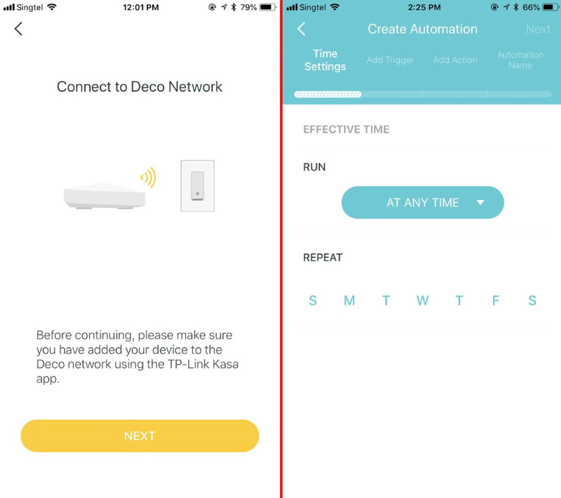 You can create automation rules with the Deco app.