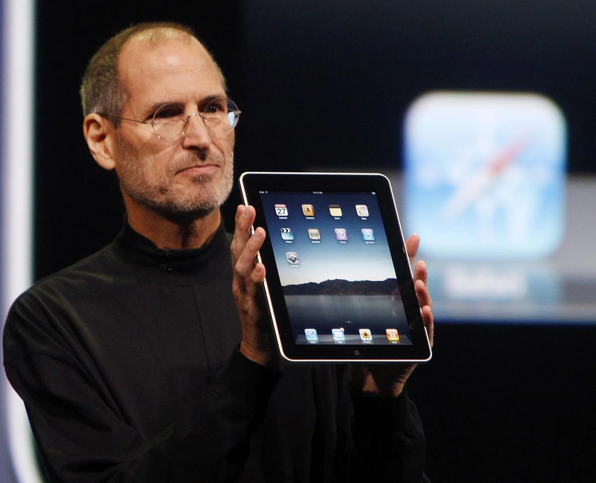 No Apple event is complete without a shot of Steve Jobs, so, here's....Steve!