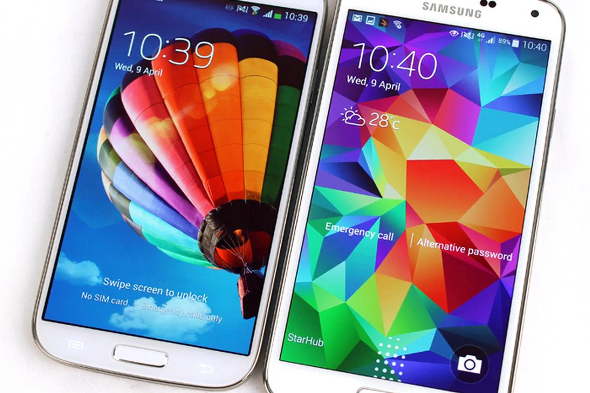 The S5 (on the right) looks much the same as its predecessor...and its predecessor's predecessor.