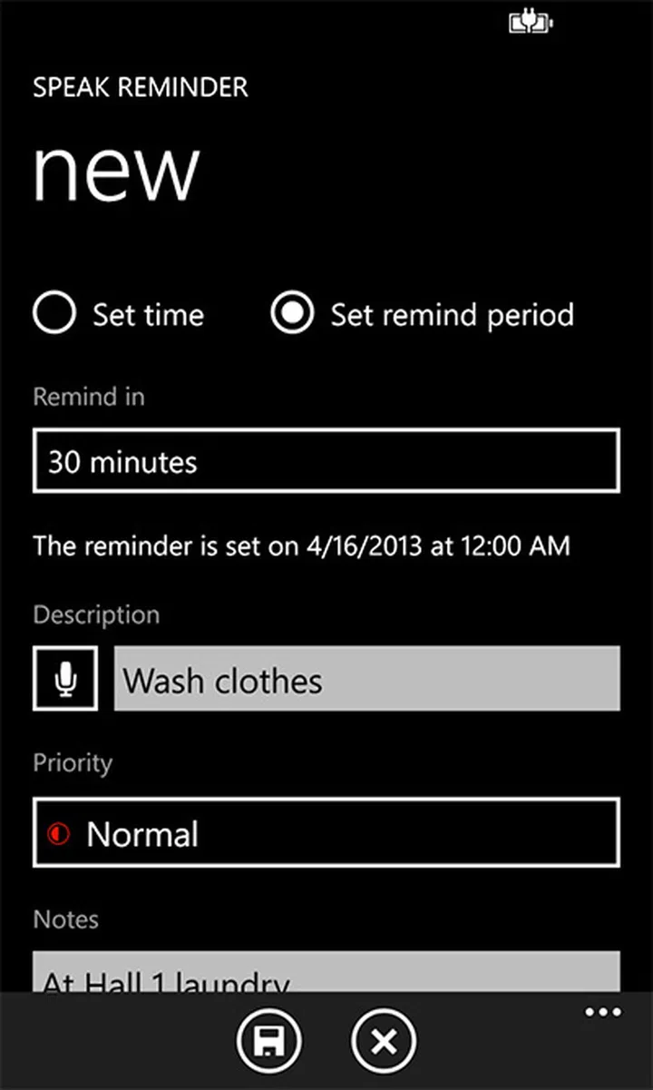 "Speak Reminder" screenshot.