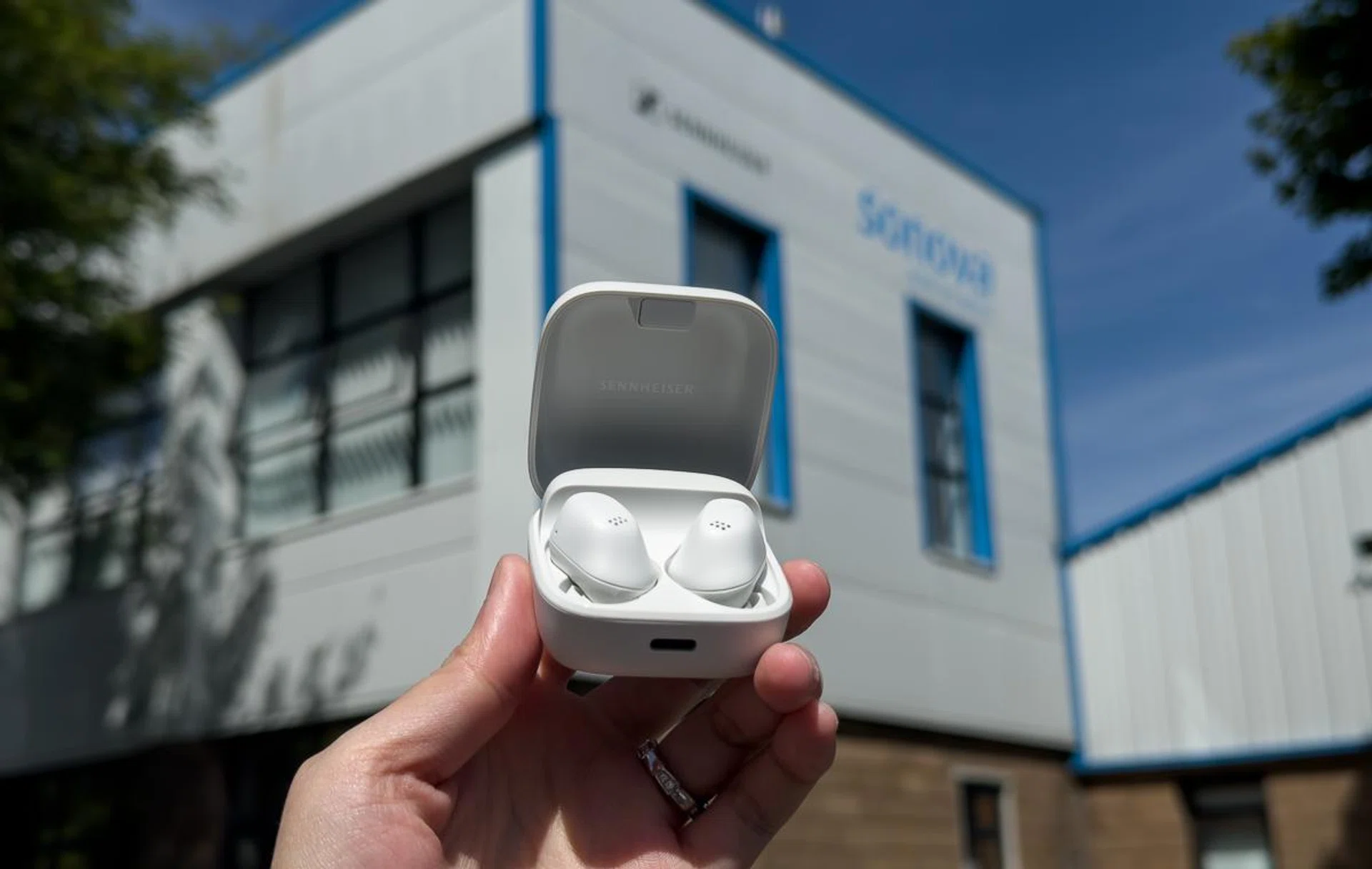 The USB-C charging port is still on the front of the case.