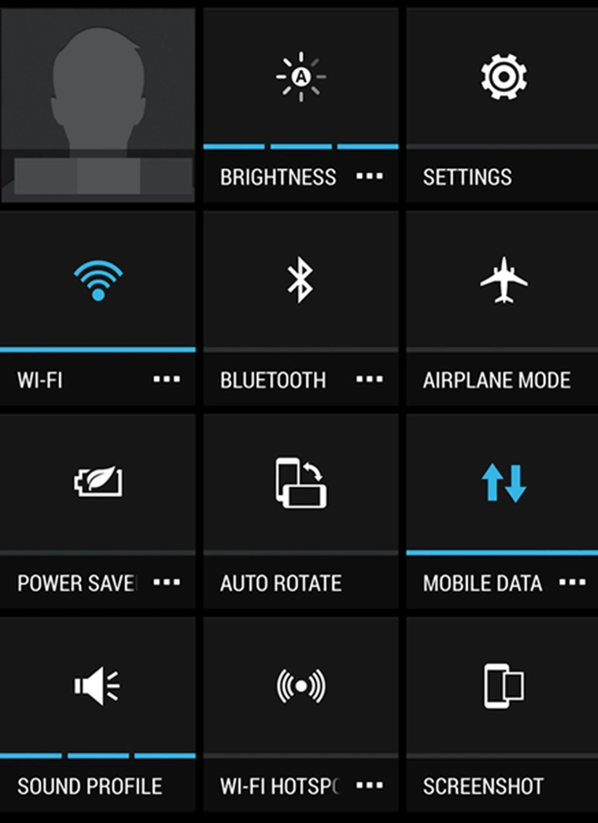 The Quick Settings Panel.
