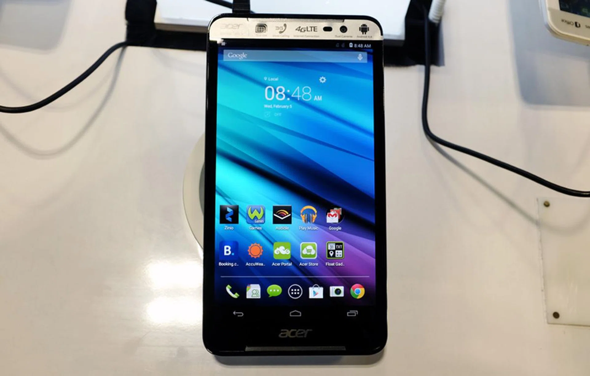 The Acer Iconia Talk S is a 7-inch Android 4.4 KitKat tablet powered by a Qualcomm Snapdragon 410 quad-core processor. It's also one of the few tablets with 4G LTE dual SIM card slots and voice call capability. Usual price: $499, but available at the IT Show for just $299.