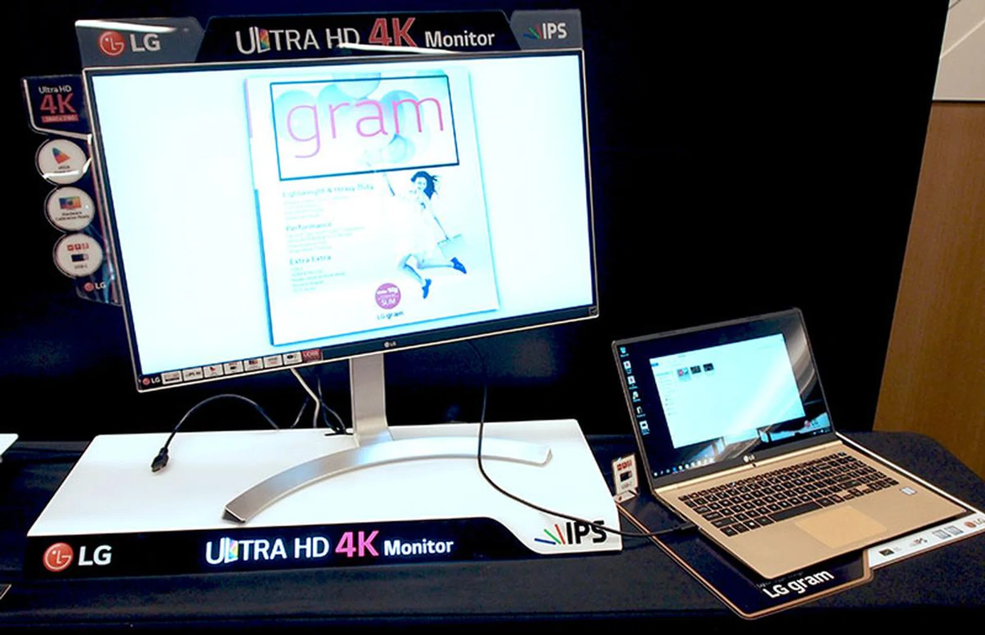 The 27UD88 here is powering the LG Gram notebook via its USB Type-C port.