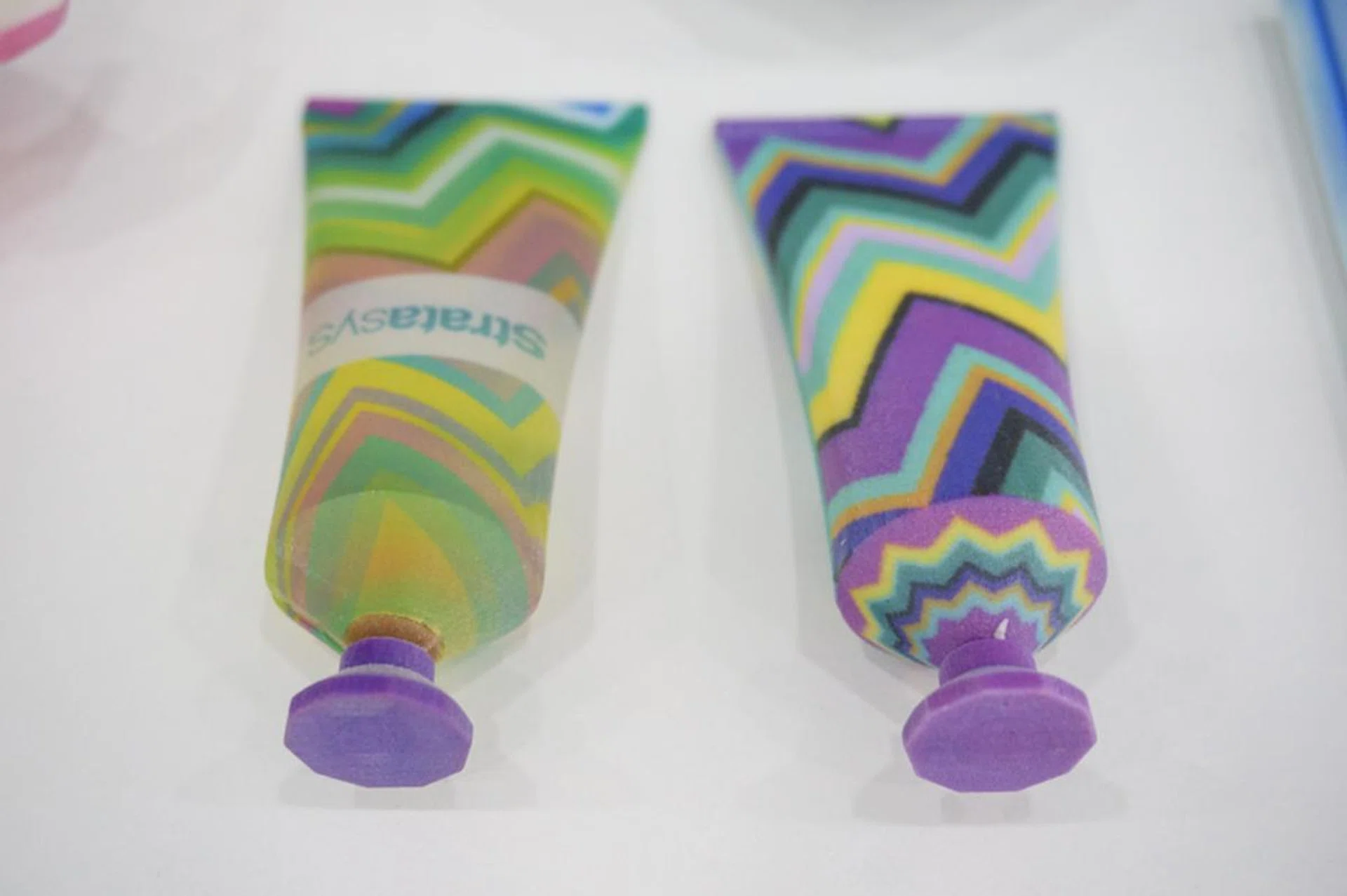 Soft tubes with hard caps can be printed, allowing for a mix of materials. 